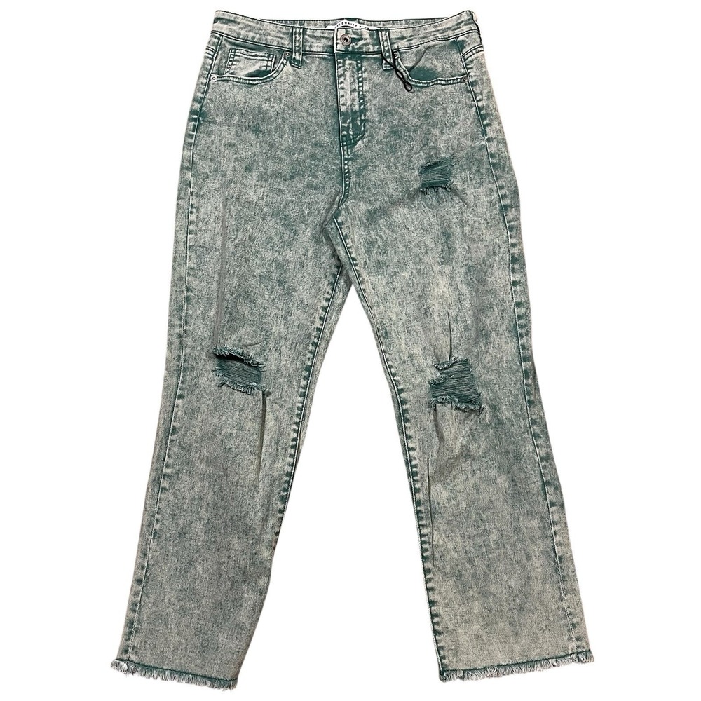 Celebrity Pink Acid Green Distressed Straight Leg Jeans‎ 11/30 Grunge Festival